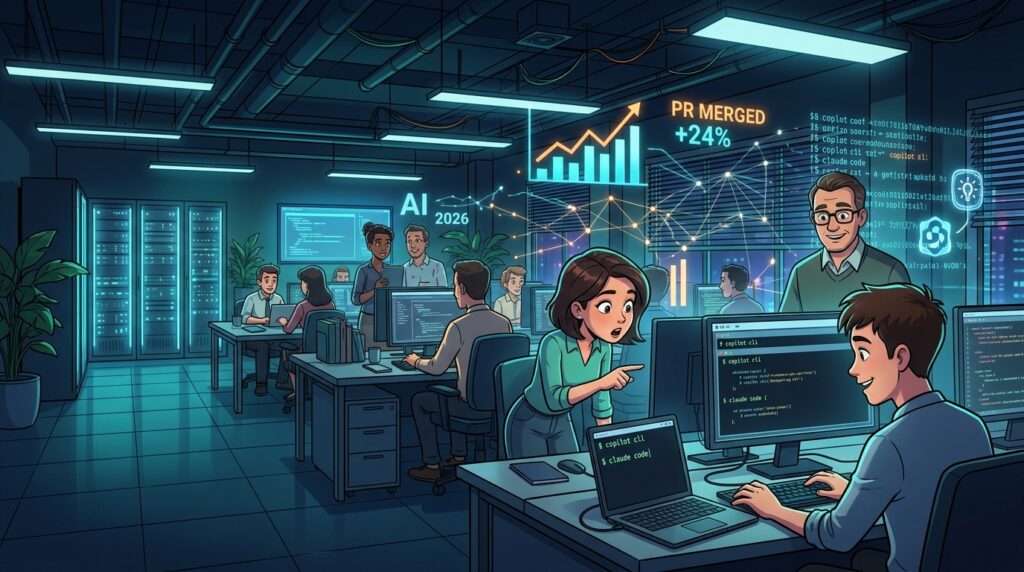 AIコーディングツールは同僚や上司が使うと広がる、利用者のPR数は平均24％増